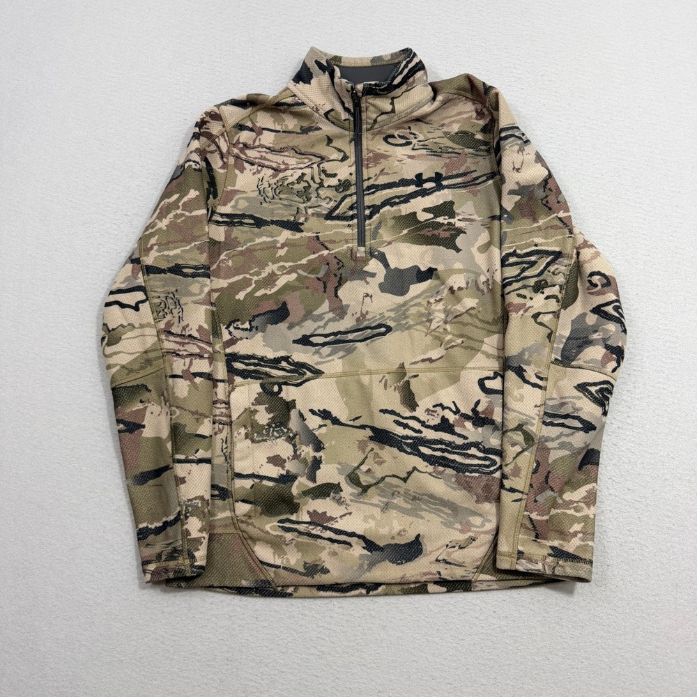 Under Armour Ridge Reaper ColdGear Camo 1/4 Zip Medium Fleece Pullover 1316863